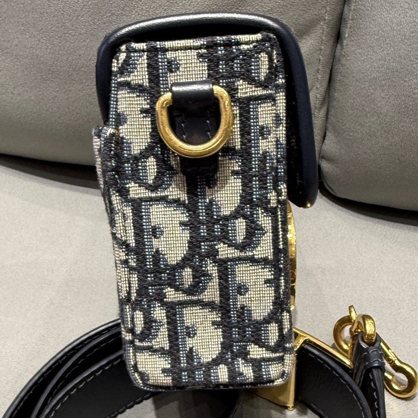 Dior Mini Box Montaigne Oblique Shoulder Crossbody Bag Black Gold