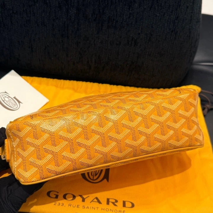 Goyard Canvas Camera Bag Monogram Yellow Silver Shoulder Bag Crossbody Women D