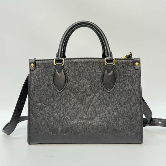 #1 - SJ0001 Louis Vuitton OnTheGo PM Monogram Empreinte Leather Tote Bag