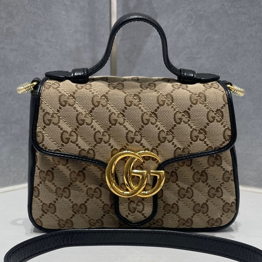 Gucci Marmont Brown Black Gold Buckle Messenger Shoulder Bag Women