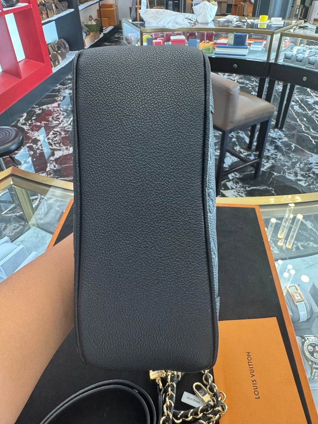 Louis Vuitton Boulogne Black Embossed Leather Shoulder Crossbody Bag