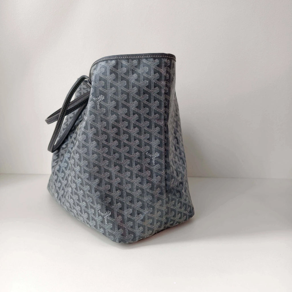 Goyard Saint Louis GM Top Handle Shoulder Bag Black Silver Women Classic