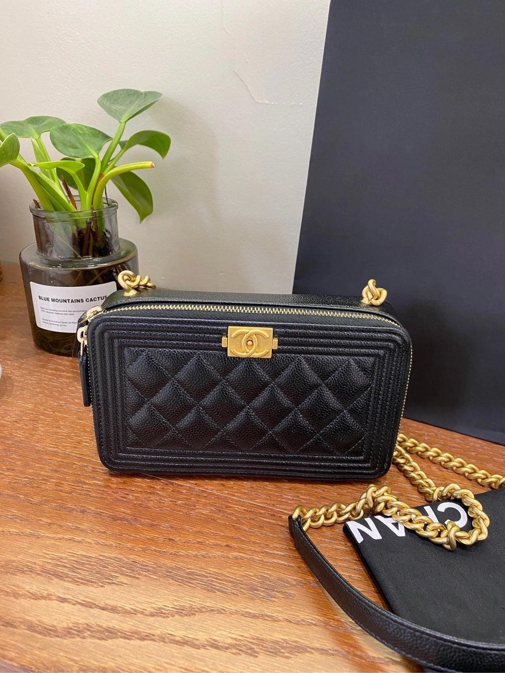 CHANEL LeBoy Black Gold Crossbody Bag For Women