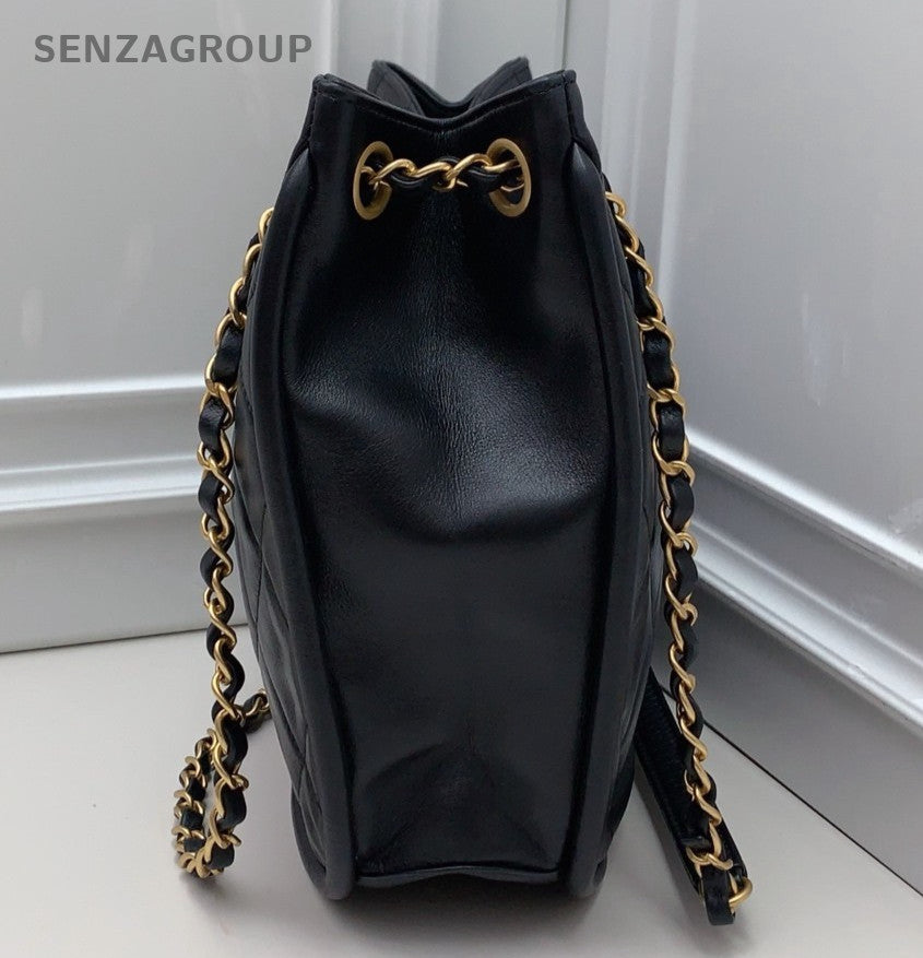 Chanel Hobo Chain Diamond Shoulder Bag Black Red Gold Women Classic Fashion