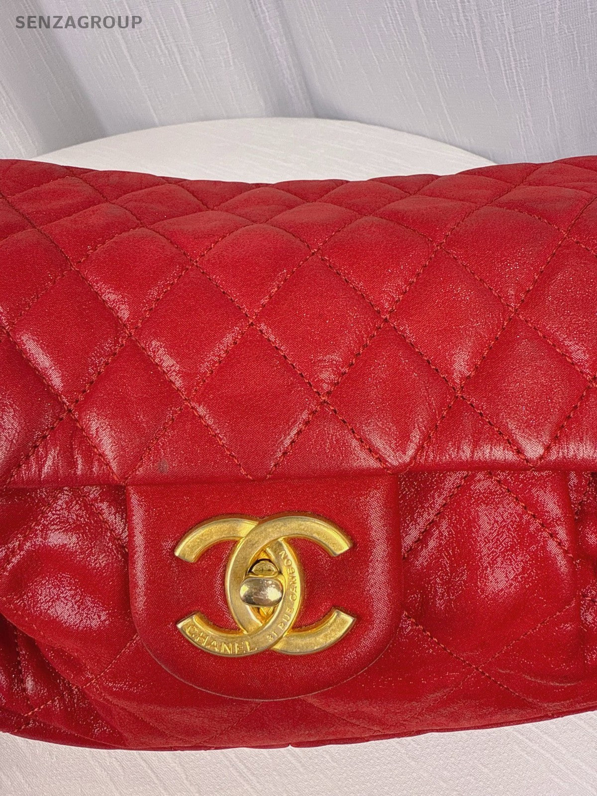 CHANEL Classic Flap Chain Shoulder bag Women Red Gold