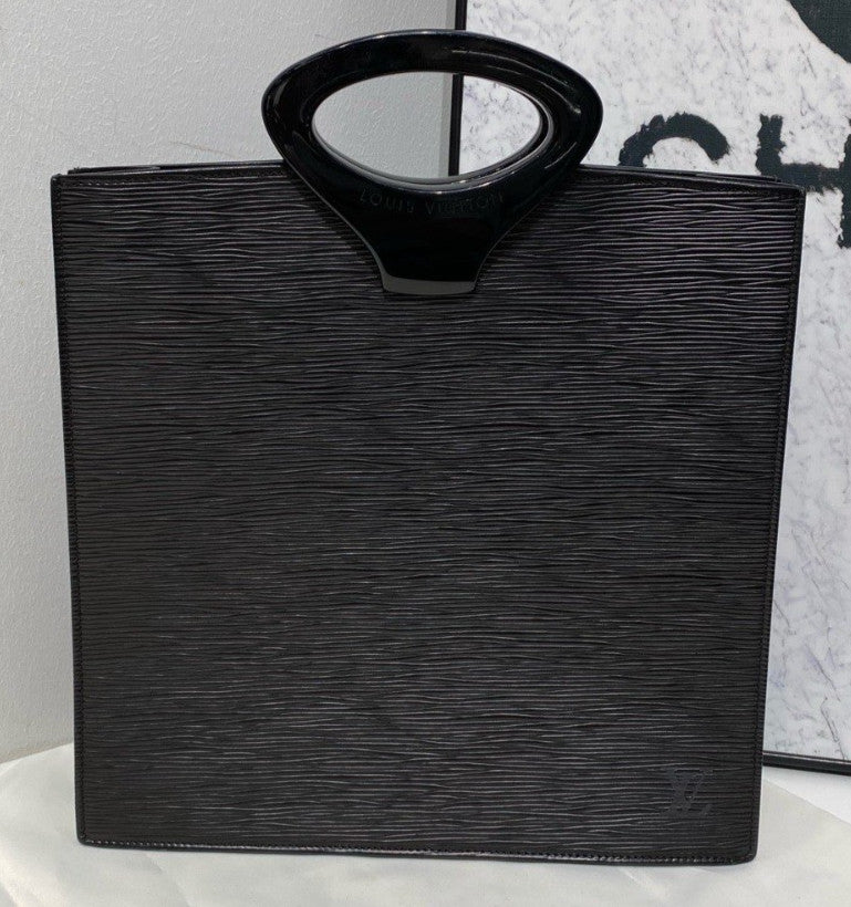 Louis Vuitton Epi Leather Satchel Top Handle Bag Black Unisex Adults Classic