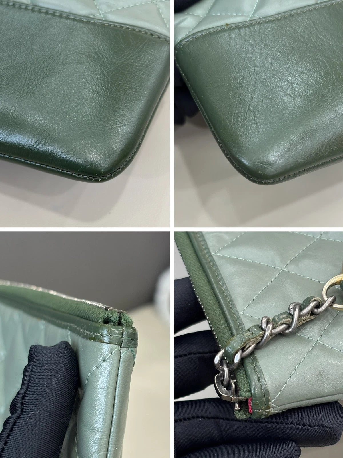 Chanel Cuba Diamond Clutch Green Gold Used Women Classic
