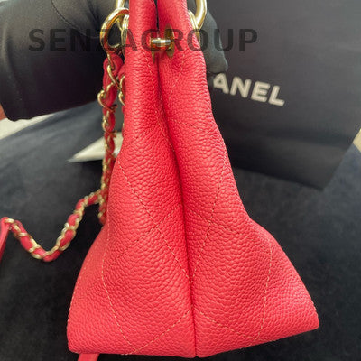 Chanel Red Gold Hardware Leather Shoulder Bag