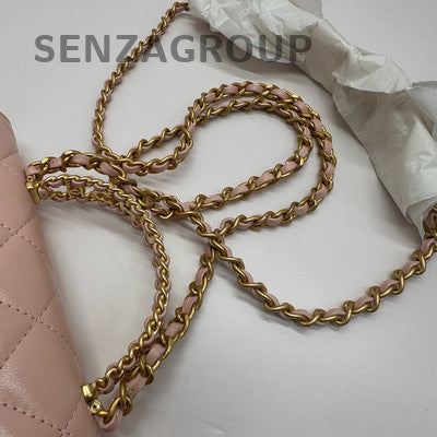Chanel Quilted WOC Chain Shoulder Bag Pink Gold Fashion Women