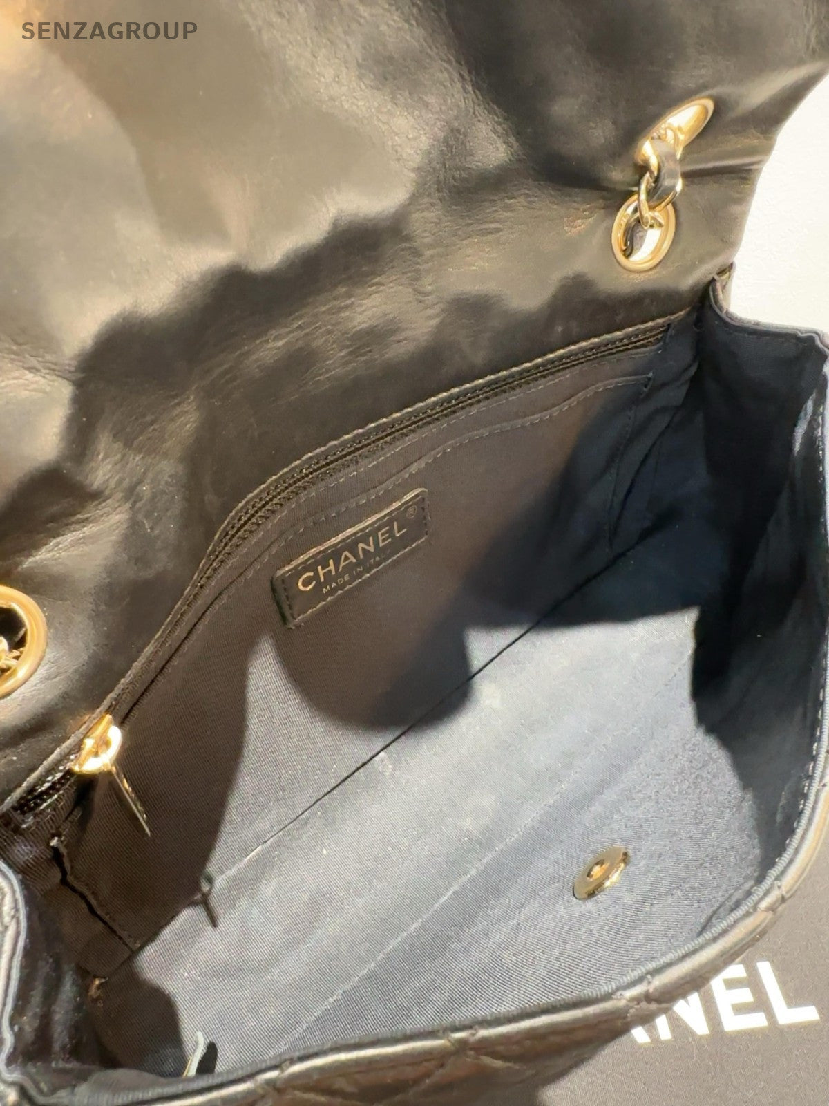 Chanel Classic Flap MM Lambkin Heart Chain Shoulder Bag Black Gold Women