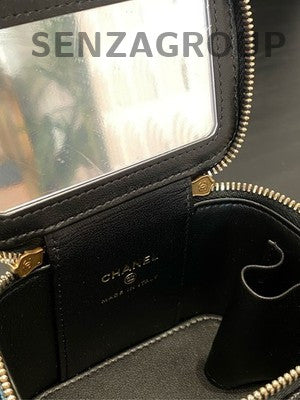 Chanel 25C Black Gold Mini Box Quilted Leather Chain Crossbody Bag