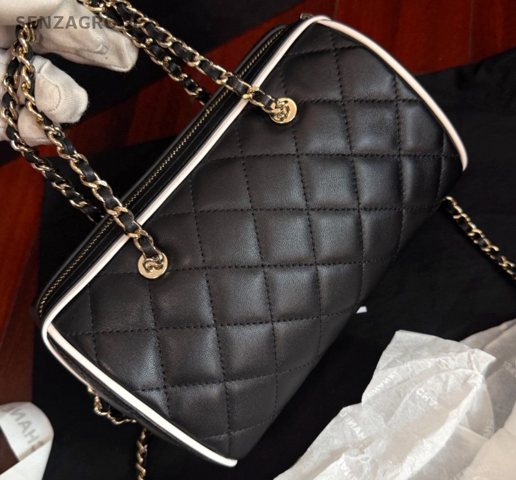 Chanel Bolide Chain Top Handle Shoulder Bag Black Gold Women Classic Fashion