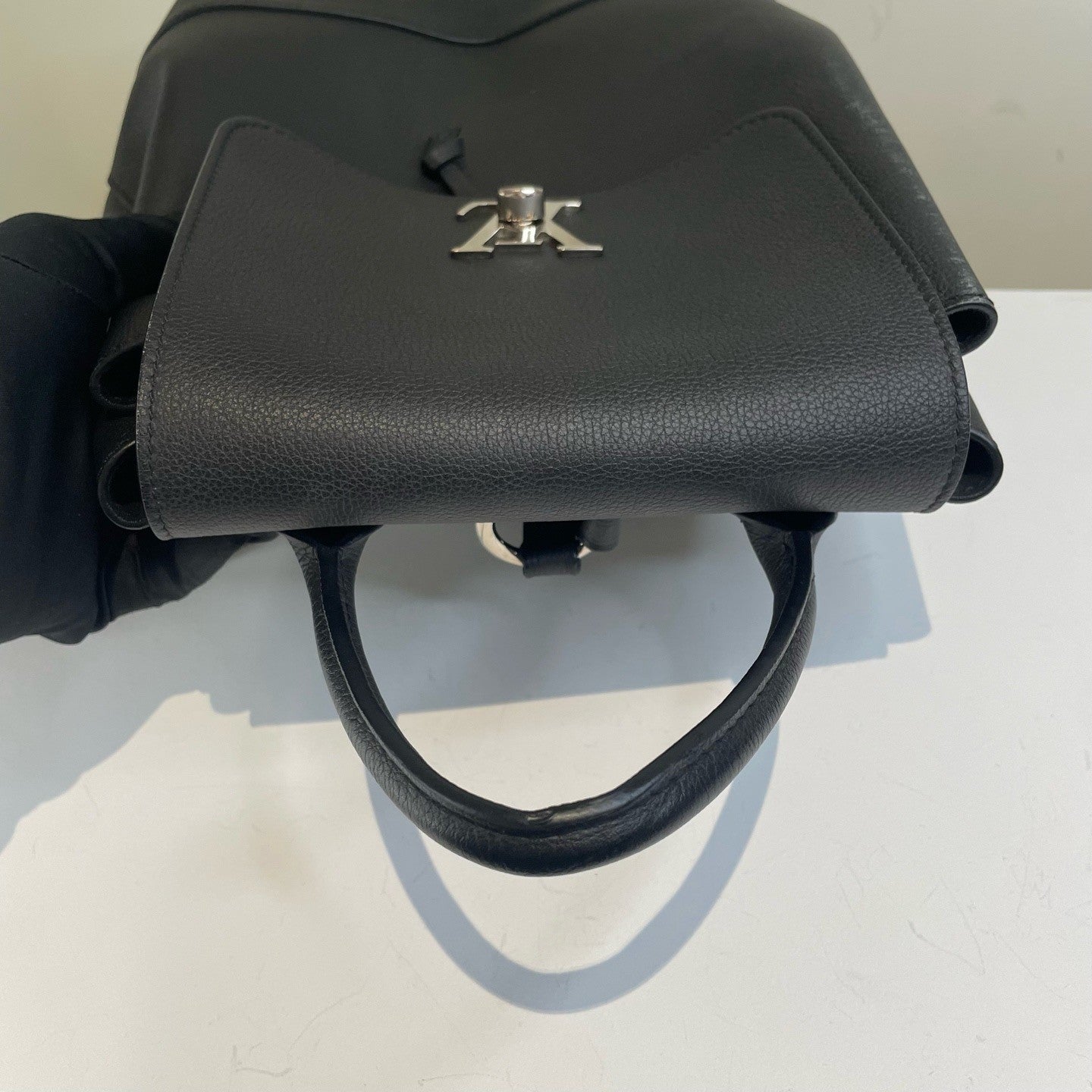 Louis Vuitton Lockme Backpack Black Silver Unisex Adults Classic