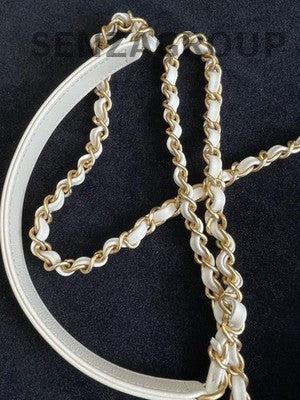 Chanel White Quilted Pearl Chain Crossbody Bag - Women's Fashion