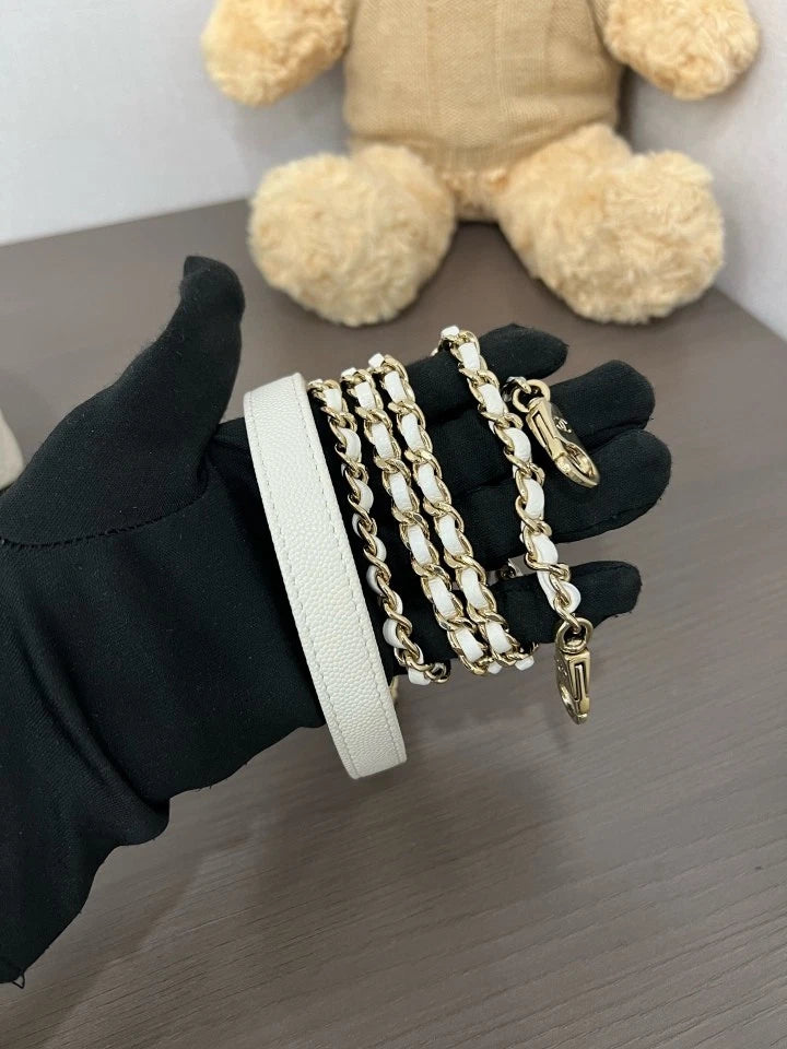 CHANEL White Leather Mini Coco Handle Bag For Women
