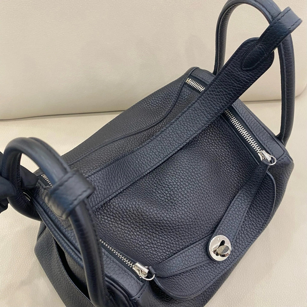 Hermes Lindy30 Black Silver Togo Leather Handbag For Women
