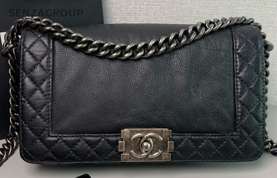 CHANEL Leboy Medium Black Silver Shoulder bag Crossbody Almost Brand NEW