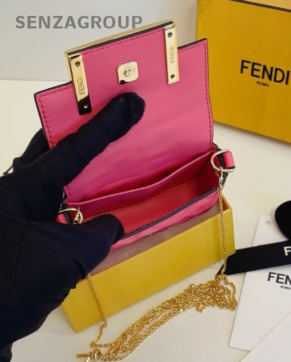 Fendi Nano Baguette Purse Chain bag mini Pink Gold Women