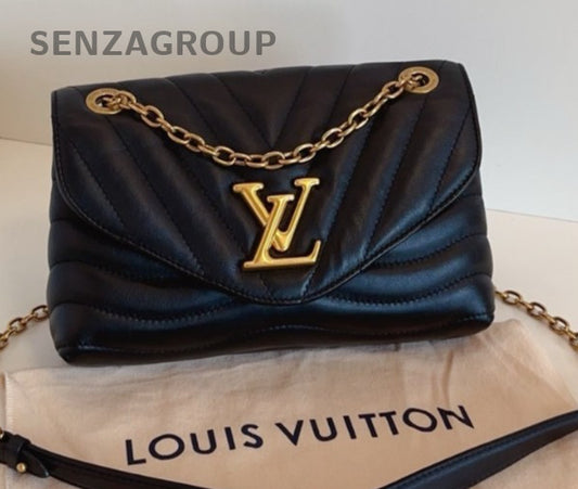 Louis Vuitton New wave Chain Black Gold Shoulder Bag Used Women Classic