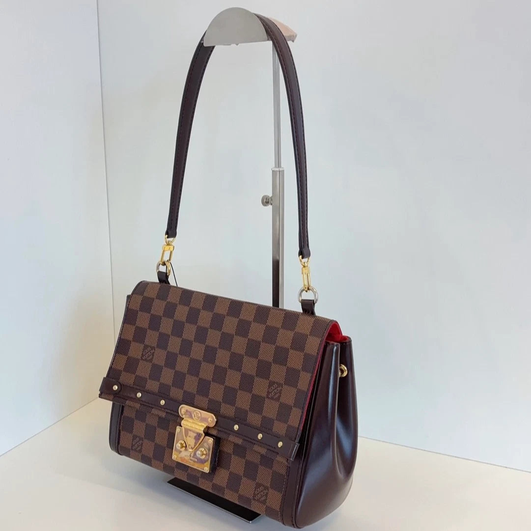 Louis Vuitton Venice Damier Ebene Shoulder Bag Brown Gold Women Classic
