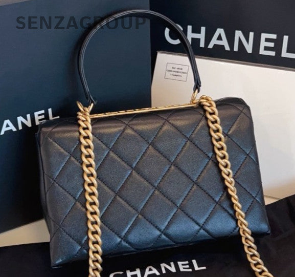 Chanel Trendy CC Handle PM Chain Crossbody Black Gold Women Classic Fashion