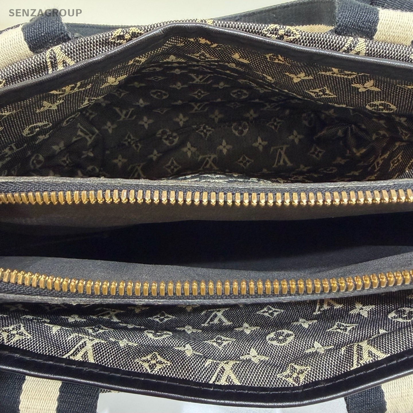 Louis Vuitton Monogram Tote Black Gray Gold Top Handle Bag Women Classic Vintage
