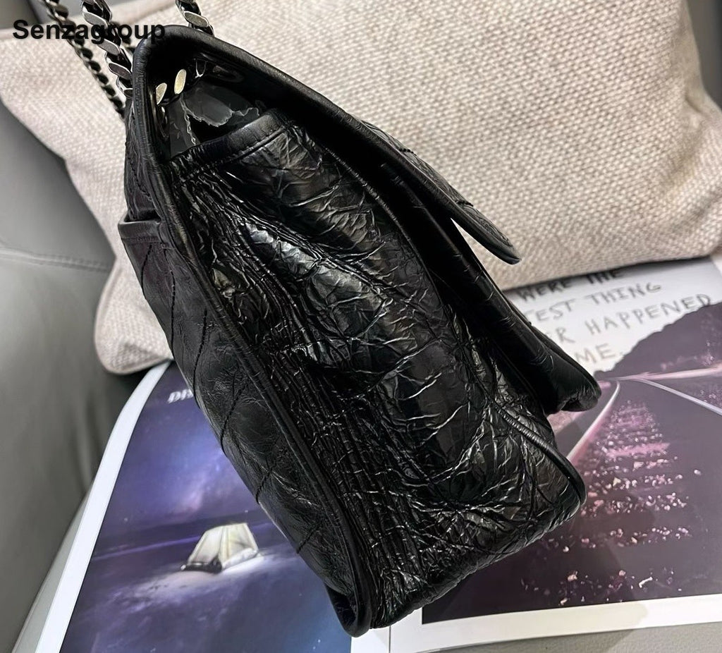 Saint Laurent Niki MM Chain Shoulder Bag Black Silver Women Classic