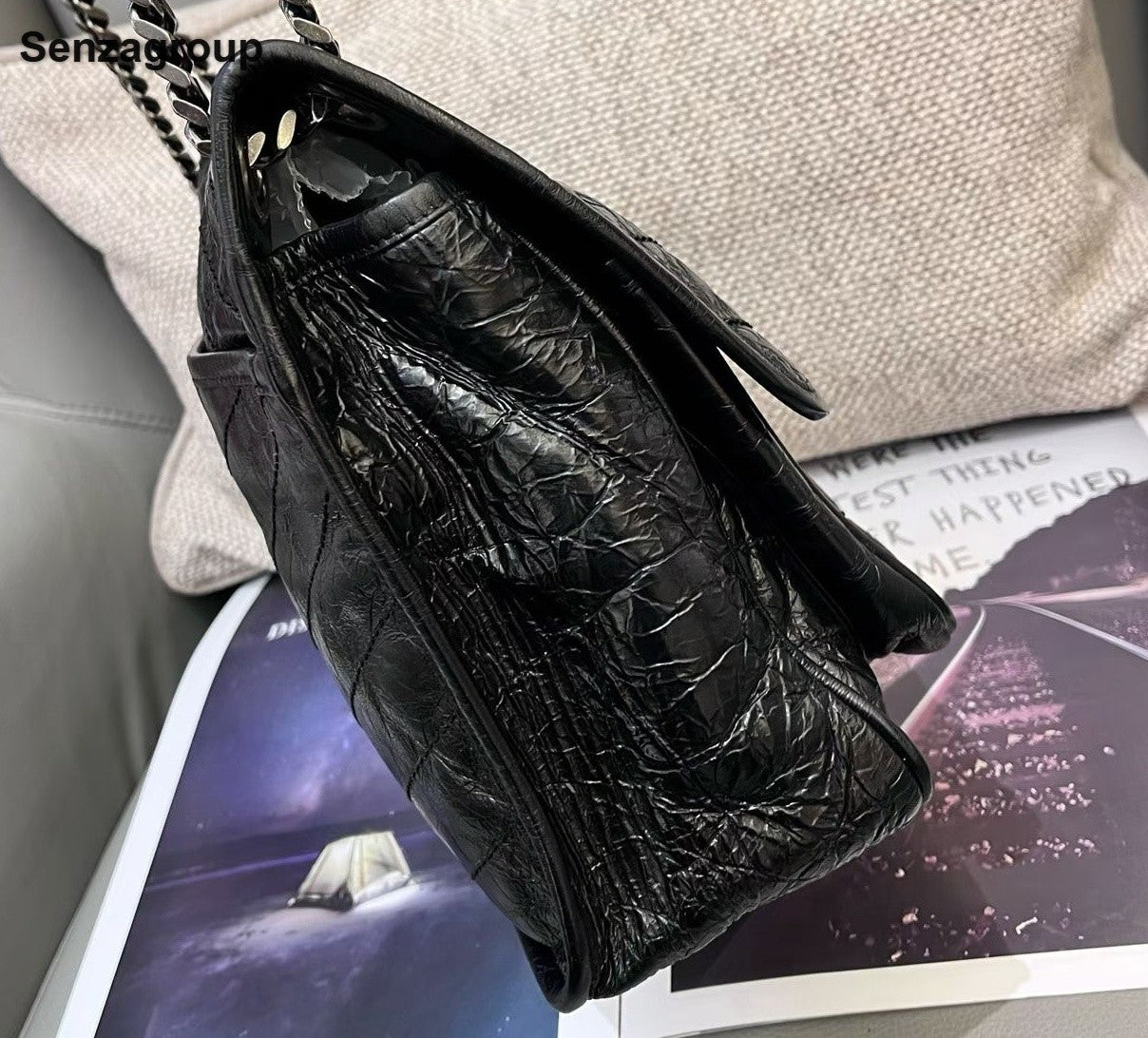 Saint Laurent Niki MM Chain Shoulder Bag Black Silver Women Classic