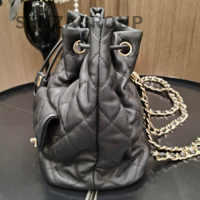 Chanel Quilted Chain Backpack Small Black Gold Classic Fashion Women