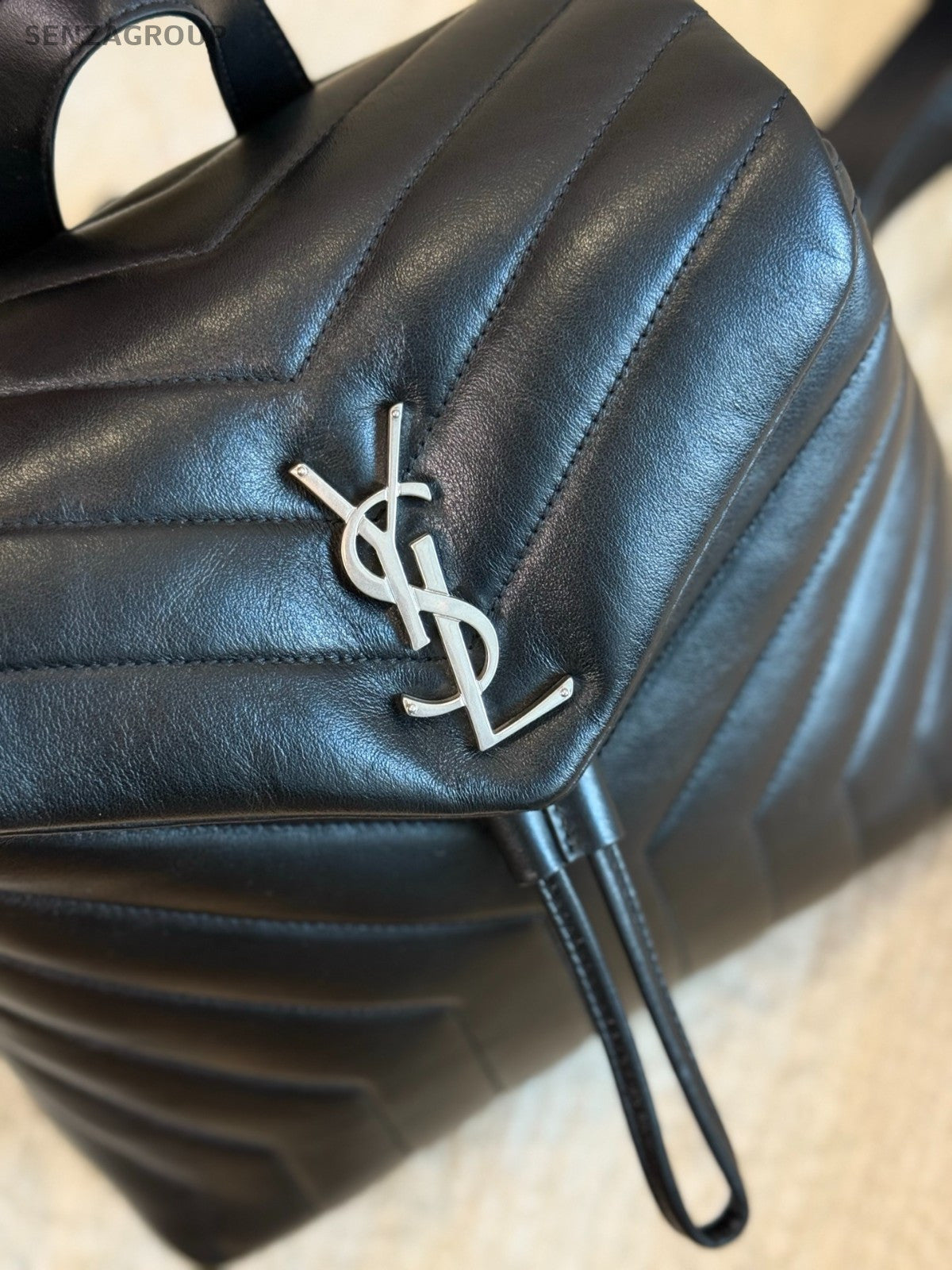 YSL Saint Laurent LouLou Backpack PM Top Handle Shoulder bag Black Women