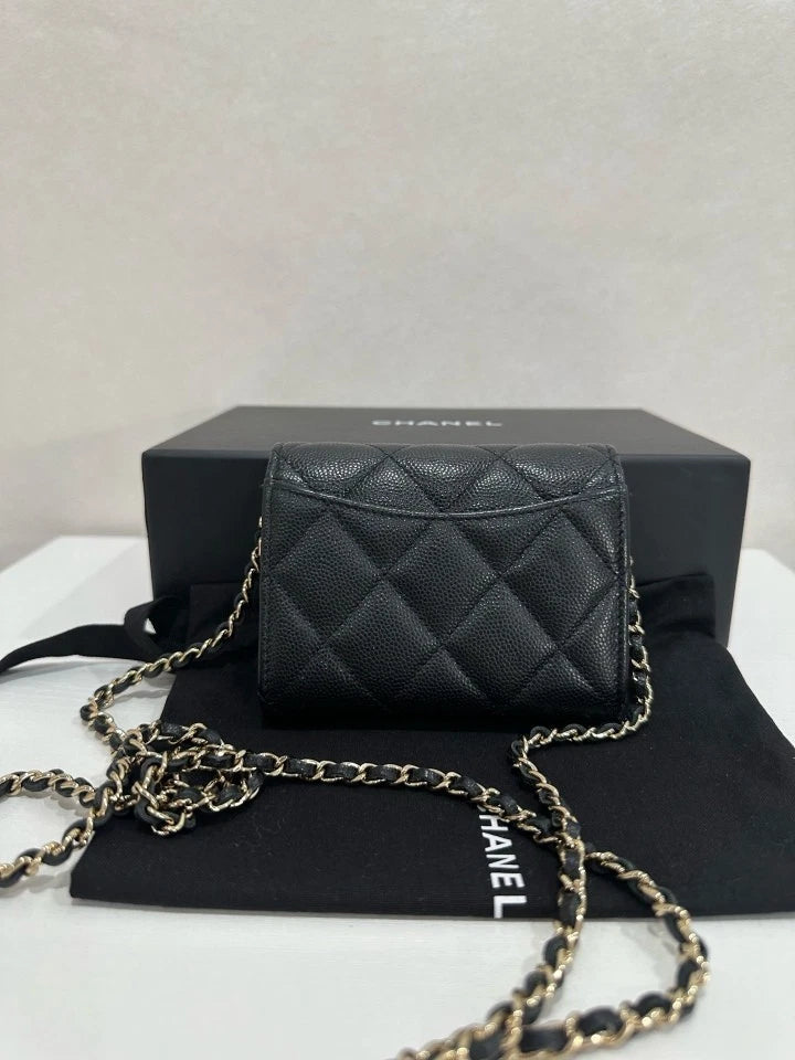 99 New CHANEL Black Gold Mini Crossbody Shoulder Bag For Women