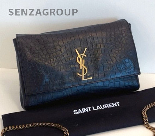 YSL Saint Laurent Kate Double-sided design Alligator pattern Shoulder bag Chain