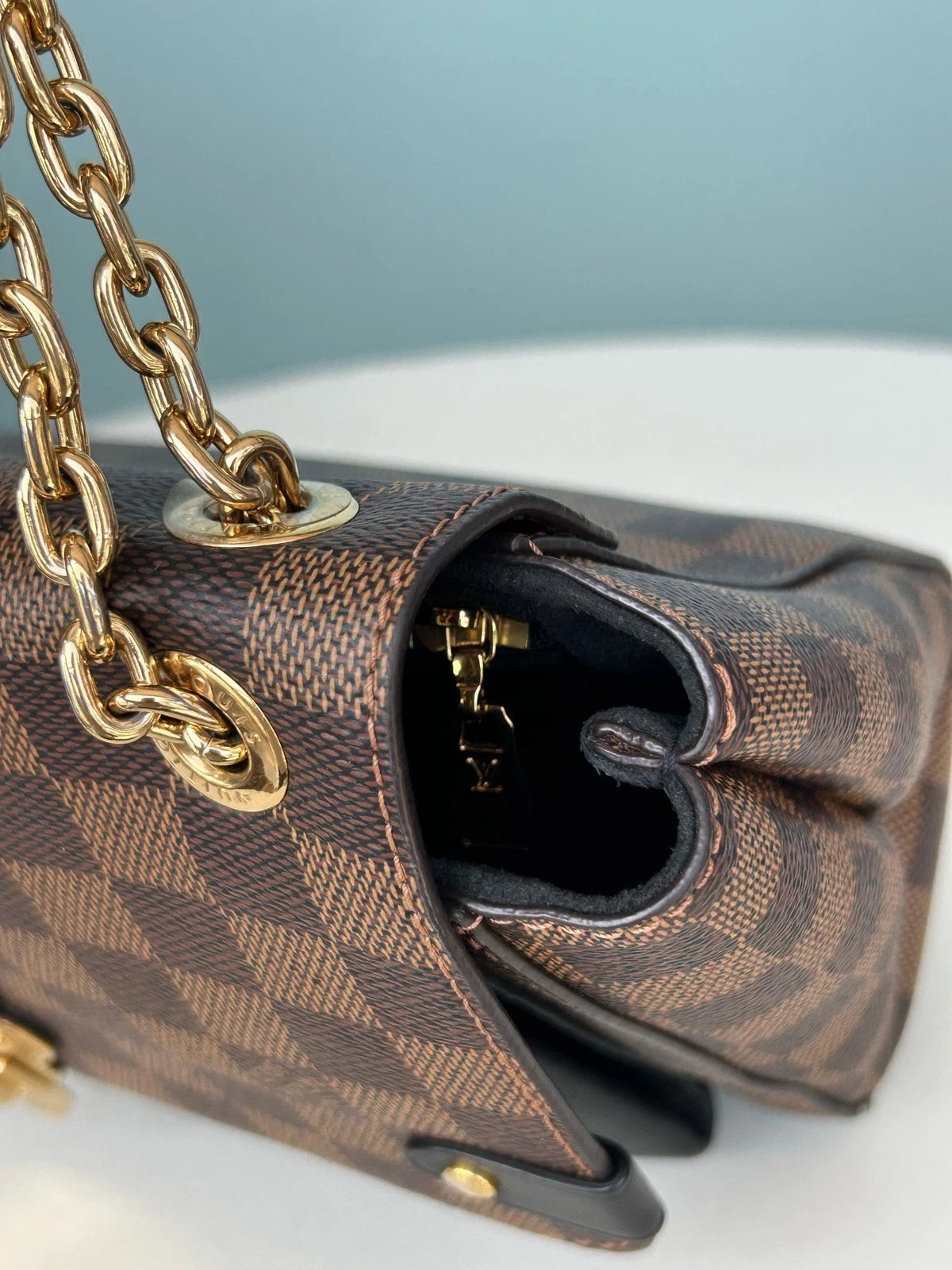 Louis Vuitton Vavin Chain Shoulder Crossbody Brown Black Gold Women Classic