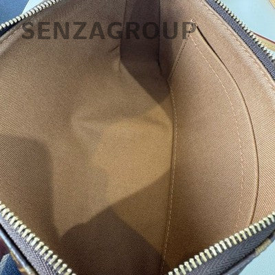Louis Vuitton Monogram Canvas & Leather Shoulder Bag Brown Gold Hardware