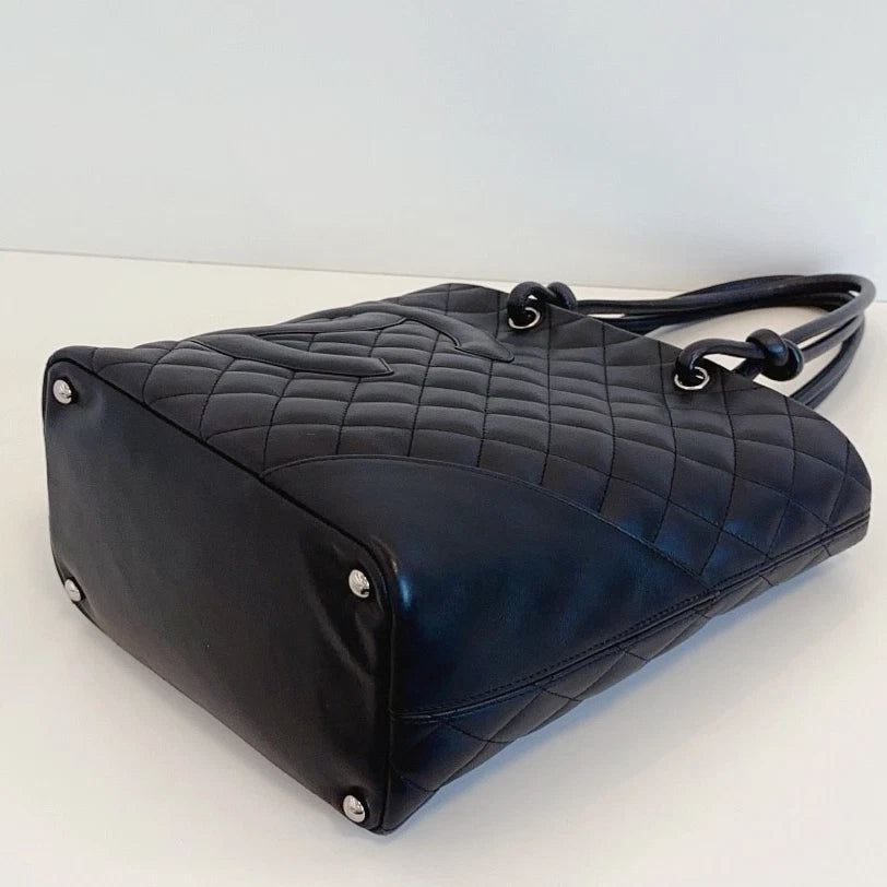Chanel So Black Bucket Diamond Top Handle Shoulder Bag Black Women Fashion