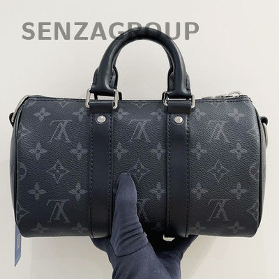 Louis Vuitton Black Silver Monogram Keepall 25 Handbag Unisex