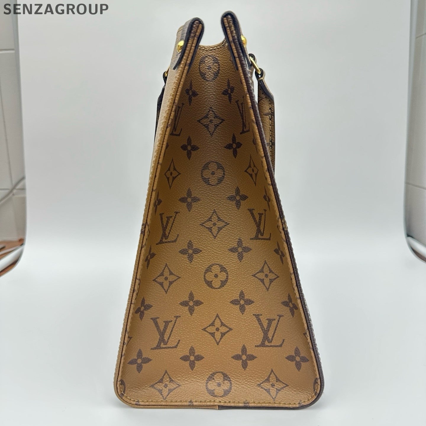 Louis Vuitton OnTheGo MM Monogram Tote Bag Brown Classic Women's