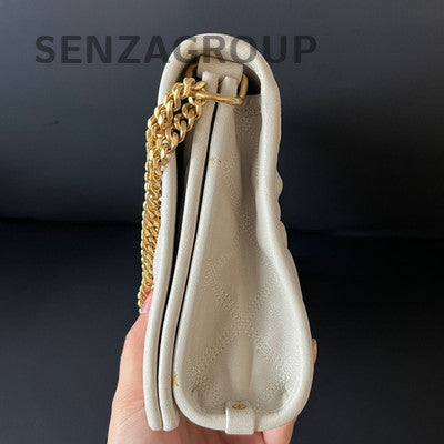 Saint Laurent Becky Medium Chain Shoulder Bag in Platinum Lambskin