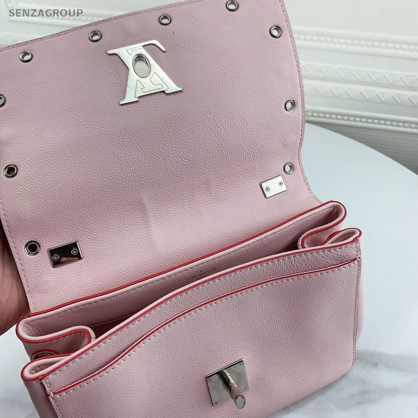 Louis Vuitton Lockme PM Shoulder Bag Crossbody Pink Silver Used Women Classic
