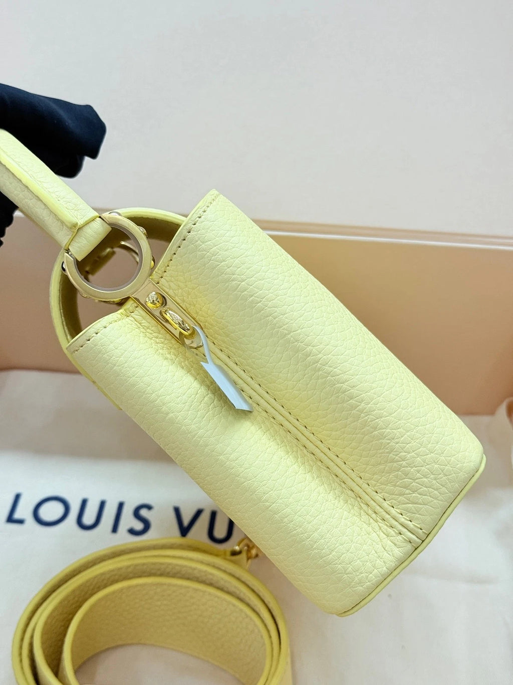 Louis Vuitton Calfskin Capucines Mini Shoulder Bag for Women Yellow