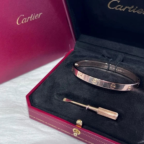 Excellent Cartier Love Classic 6.1mm Bracelet Rose Gold Double Screw Size18