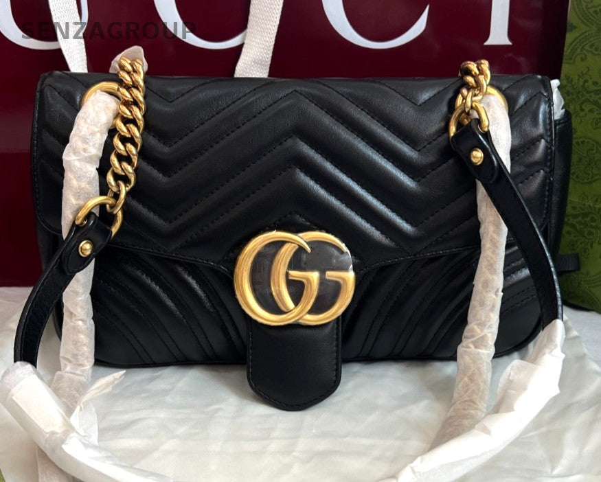 GUCCI GG Marmont 26 Black Gold Chain Shoulder bag Crossbody Almost Brand NEW