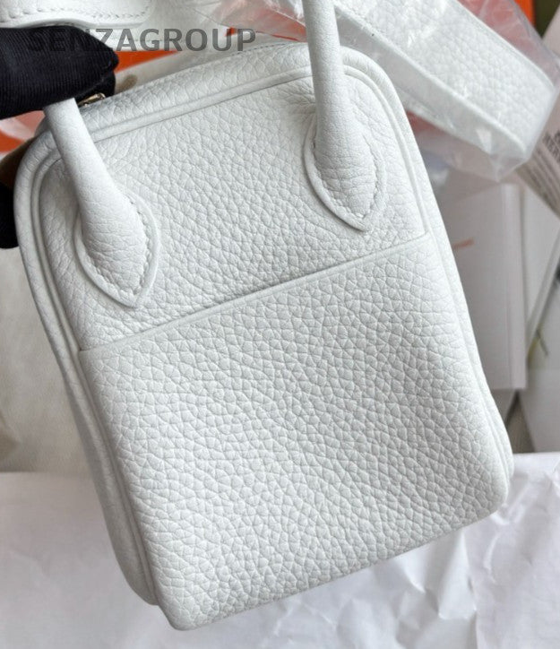 Hermes Lindy Mini Shoulder Bag White Gold Used Women Classic Designer