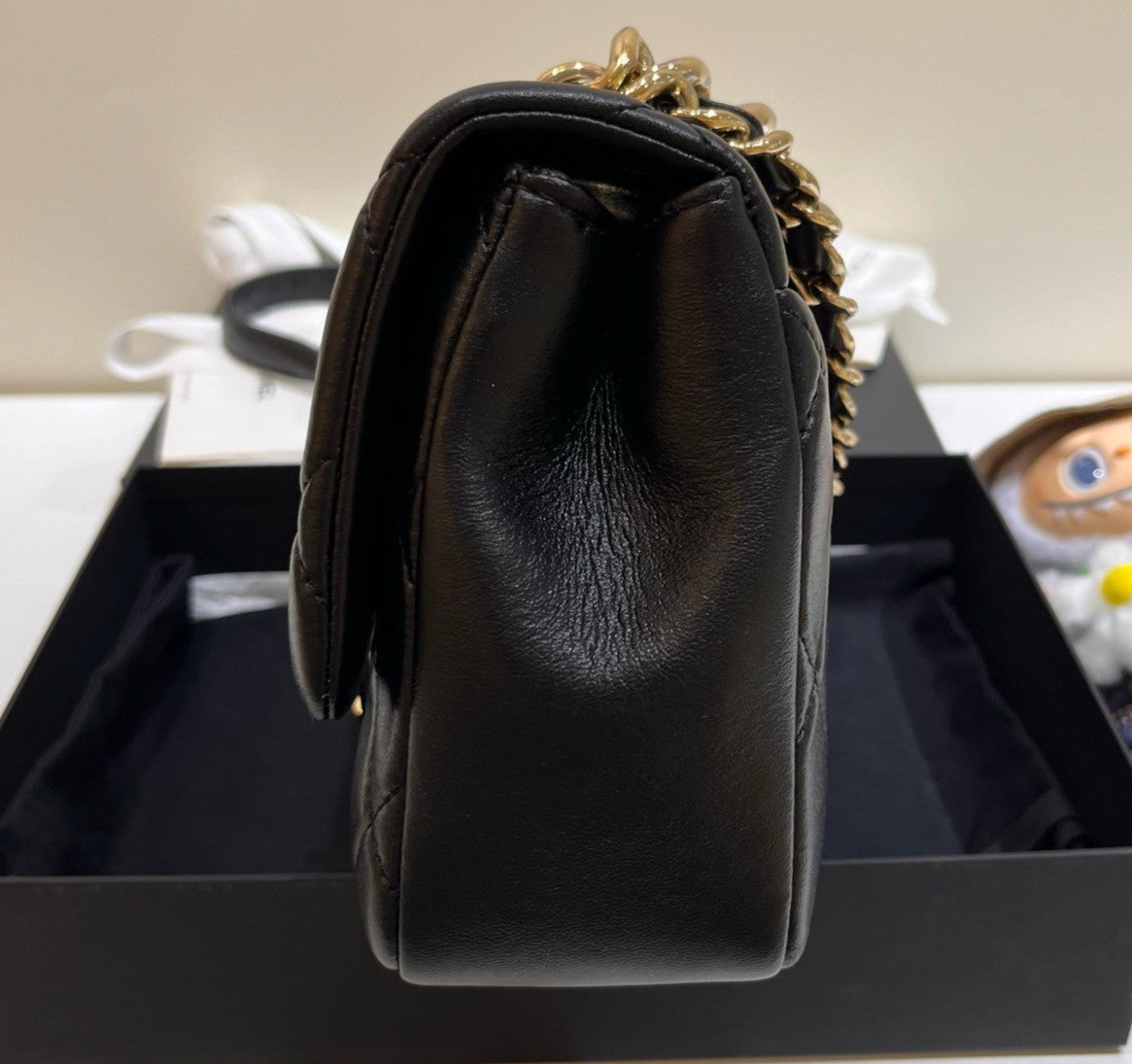 Chanel Classic Flap Chain Top Handle Crossbody Black Gold Women Diamond Fashion