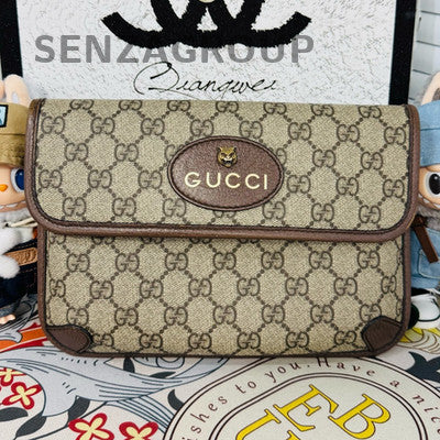 Gucci GG Marmont Tiger Head Waist Bag Brown Unisex Classic Crossbody