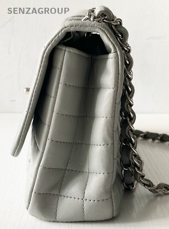 Chanel Classic Flap Mini Chain Shoulder Bag Crossbody Gray Silver Women Designer