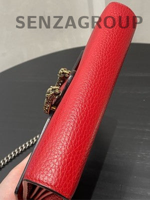 Gucci Dionysus Mini WOC Chain Crossbody Bag Red Silver Hardware Women's