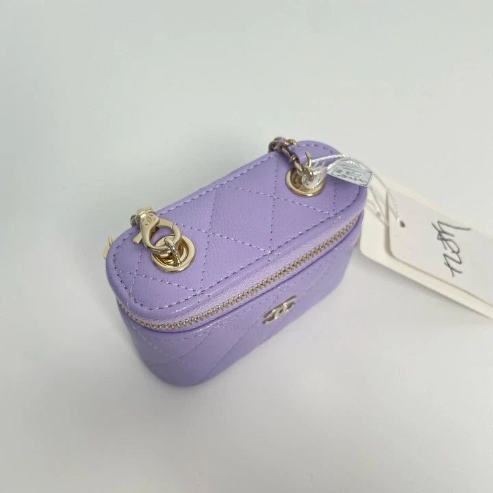 CHANEL 26C Purple Calfskin Leather Box Handbag For Women