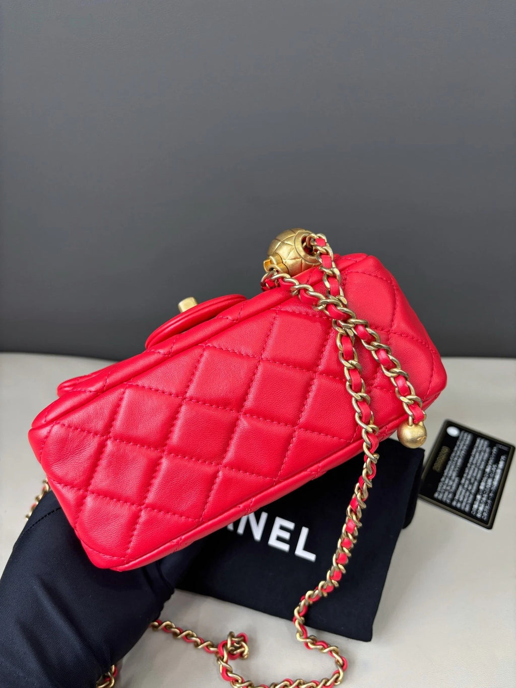Chanel Square Mini Flap Crossbody Bag Water Red