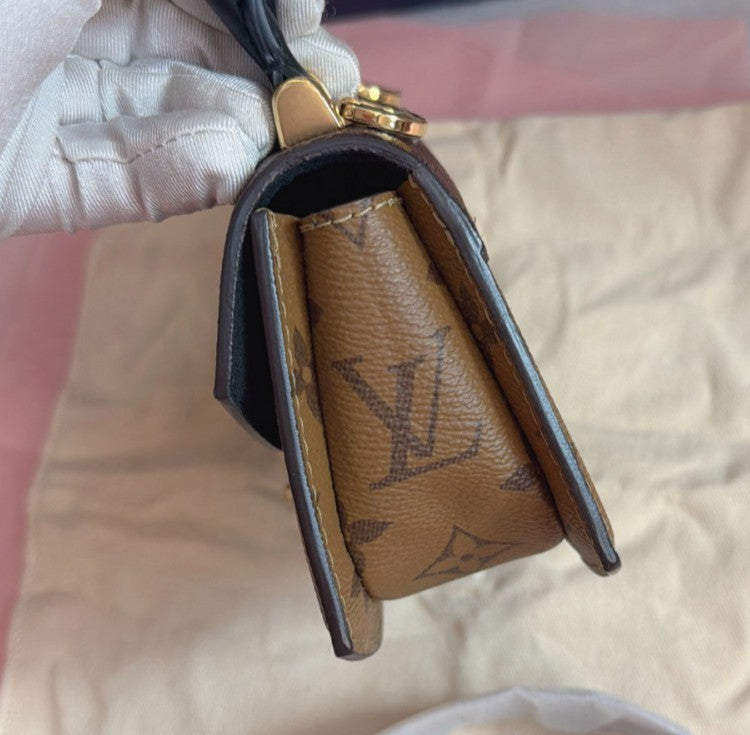 Louis Vuitton Tillsit Mini Monogram Top HandleCrossbody Brown Gold Women Classic